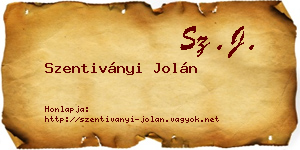 Szentiványi Jolán névjegykártya