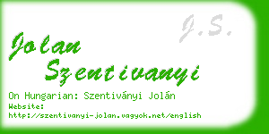 jolan szentivanyi business card