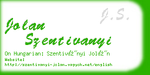 jolan szentivanyi business card